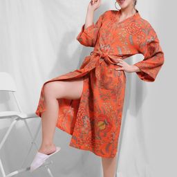 HotGown Women Printed Pure Cotton Bath Robe-image-41