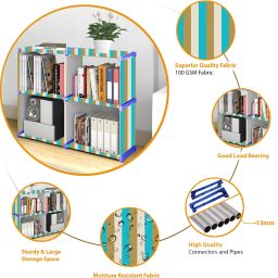scholars Multipurpose Collapsible Bookshelf 10 Racks Book Stand Almirah for Home & Kids Metal Open Book Shelf image 3