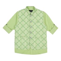 CAVIO Boys Printed Pure Cotton Mandarin Collar Slim Fit Nehru Jacket With Shirt-picture-22