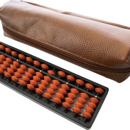 Abacus Math Learning Kit for Kids 13 Rod Brown with Square Pouch -Tan Brown-0