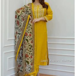 Embroidered Kurta, Trouser/Pant & Dupatta Set-image-10