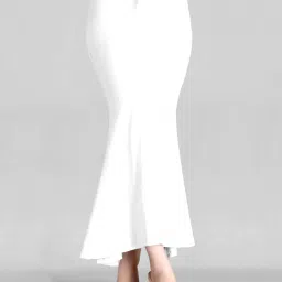 SCUBE DESIGNS Flared Saree Shapewear White (S) Lycra Blend Petticoat-image-46