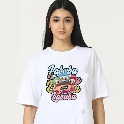 Women Printed Round Neck Polyester White T-Shirt-image-36