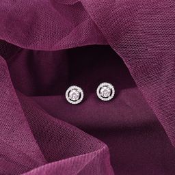 clara Halo Round Cubic Zirconia Sterling Silver Stud Earring-picture-9