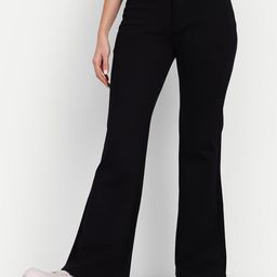 next one Women Flared Black Lycra Blend Trousers-picture-31