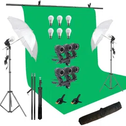 Hiffin ® Green Screen Backdrop 6x10 ft with 9 ft Stand - 6x9 ft Photography Backdrop Black Reflector Umbrella-0