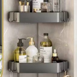 Containers Kitchen Rack Royal-Pro Adhesive Bathroom Corner Shelf For Wall Carbon Steel-image-92