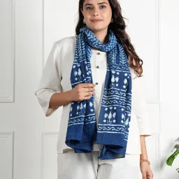Printed Pure Cotton Women Blue Stole-image-94