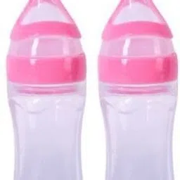 Baby Squeezy Food Grade Silicone Bottle Feeder with Soft Silicon Baby Feeding Used for Semi Solid |Spoon Feeder| Ceralac Feeder| Rice Paste Milk Food Feeder - 90 ml Pack of 2 (Pink)- SILICONE-1