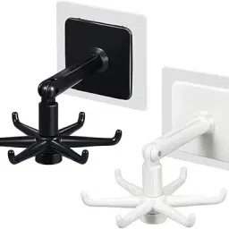 Wall mounting Self Adhesive 360 Degree Rotating Hook for Hanging(Pack of 2) Accessories Organizer-picture-2