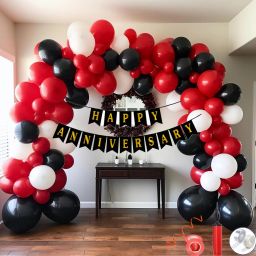 Red & Black Happy Anniversary Decoration Kit - Celebrate Your Love-image-39