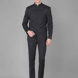 Men Bandhgala 2-Piece Formal Suit Self Design Suit-picture-4