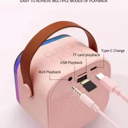 wishkey Mini Bluetooth Speaker with Wireless Karaoke Mic with Music and Light Effects image 2