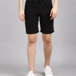 Solid Men Black Sports Shorts-image-75