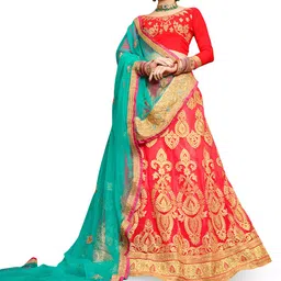 Maroosh Embroidered Thread Work Semi-Stitched Lehenga & Unstitched Blouse With Dupatta-picture-15