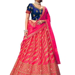 Maroosh Embroidered Thread Work Semi-Stitched Lehenga & Unstitched Blouse With Dupatta-image-61