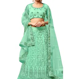 Maroosh Embroidered Thread Work Semi-Stitched Lehenga & Unstitched Blouse With Dupatta-picture-18
