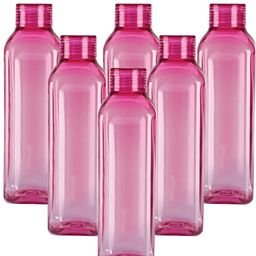 Kuber Industries Set of 6 Pink BPA Free Square Shaped, Plastic Refrigerator Bottles-13
