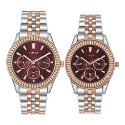 Timex Unisex His & Her Bracelet Style Straps Analogue Multi Function Watch TW0PRE003 image 1