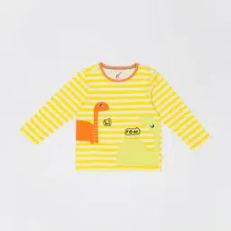 Striped Round-Neck T-shirt with Applique-image-89