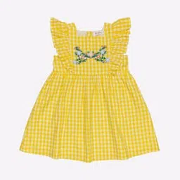Checkered A-line Dress with Embroidery-image-99
