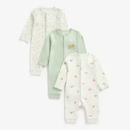 Pack of 3 Printed Sleepsuits-image-56