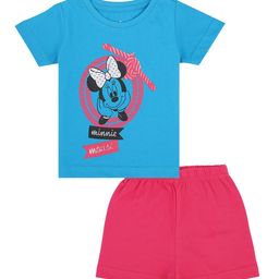 Bodycare Kids Girls Blue & Fuchsia Printed T-shirt with Shorts-25