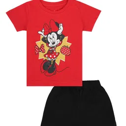 Bodycare Kids Girls Black & Red Printed Pure Cotton T-shirt with Shorts-image-78