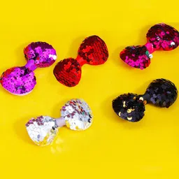 Yellow Chimes Girls Red & Black Set of 5 Embellished Tic Tac Hair Clips-image-84