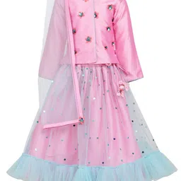 A Little Fable Girls Embroidered Ready to Wear Lehenga & Blouse With Dupatta-picture-29
