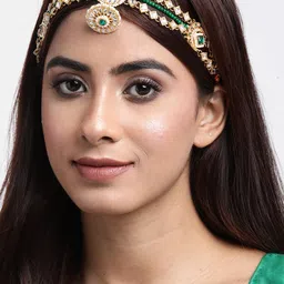 Anouk Gold-Plated Kundan-Studded Borla Matha Patti-46