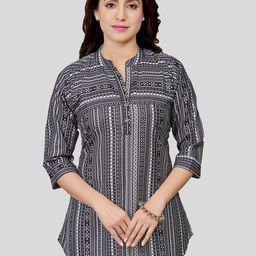 Saree Swarg Tribal Mandarin Collar Three-Quarter Sleeves Cotton Blend Printed Kurti-image-18