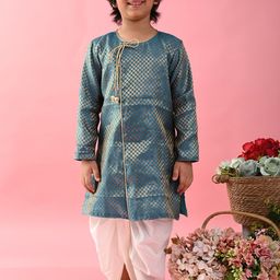 SAKA DESIGNS Boys Floral Woven Design Zari Jacquard Weave Straight Kurta with Dhoti Pants-image-80