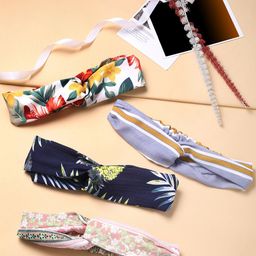 Yellow Chimes Women Multicoloured Set of 4 Printed Knotted Hairbands-18