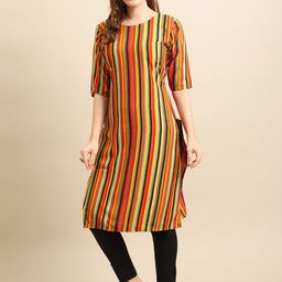 KALINI Women Multicoloured Striped Crepe Kurta-46