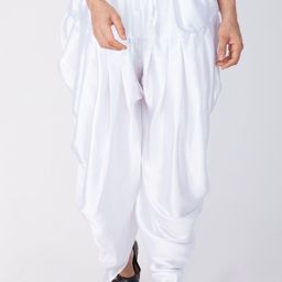 VASTRAMAY Men White Solid Cowl Dhoti Pants-picture-26
