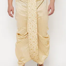 VASTRAMAY Men Gold-Coloured Embroidered Dhoti Pants-image-5