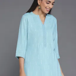 Libas Woven Design Mandarin Collar Straight Kurti-picture-20