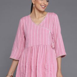 Libas Striped Woven Design V-Neck A-Line Kurti-picture-35