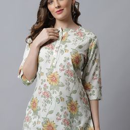 Pistaa Women Green Floral Printed Kurti-image-13