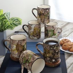 CDI Set Of 6 Multi Color Ceramic Glossy Finish Tea Coffee Cups-58