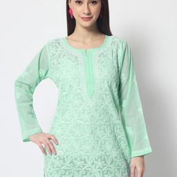 PARAMOUNT CHIKAN Chikankari Embroidered Round Neck Long Sleeves Kurti-picture-39