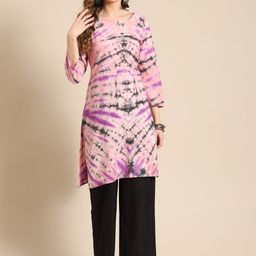 Prakrti Pink & Grey Printed Pure Cotton Kurti-image-13