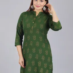 KALINI Floral Printed Mandarin Collar Pure Cotton Pathani Kurti-55