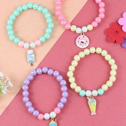 Asthetika Kids Girls Set Of 4 Beaded Elasticated Bracelet-19