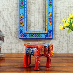 Wooden 8' Saffron Elephant Chowki/Flower Pot Stand By Craft Tree-picture-6
