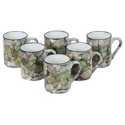 CDI Set Of 6 Multi Color Ceramic Glossy Finish Tea Coffee Cups image 2
