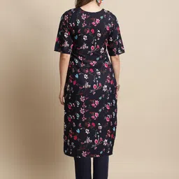 7threads KALINI Floral Printed Crepe Straight Kurta image 4