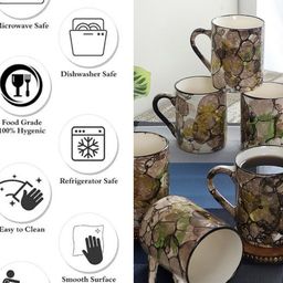 CDI Set Of 6 Multi Color Ceramic Glossy Finish Tea Coffee Cups image 3
