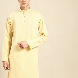 MANQ Abstract Woven Design Mandarin Collar Pure Cotton Kurta-picture-49